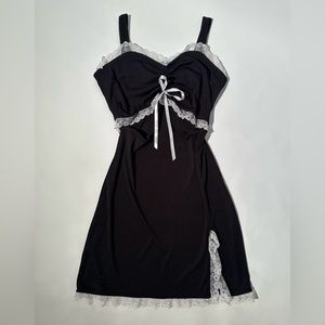 Black and White Lace Open Front Mini Dress